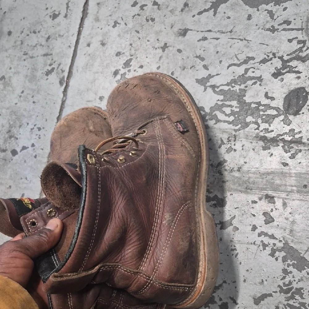 Men's Brown Leather Work Boots - Classic Lace-Up